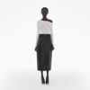 Helmut Lang Black Embossed Leather Midi Skirt In Black