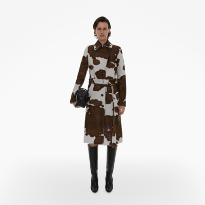 Helmut Lang Leather Trench Coat In Calf Multi
