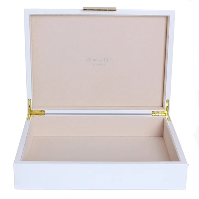 Addison Ross Ltd Large White Lacquer Box With Gold