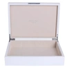 ADDISON ROSS LTD LARGE WHITE LACQUER BOX WITH SILVER