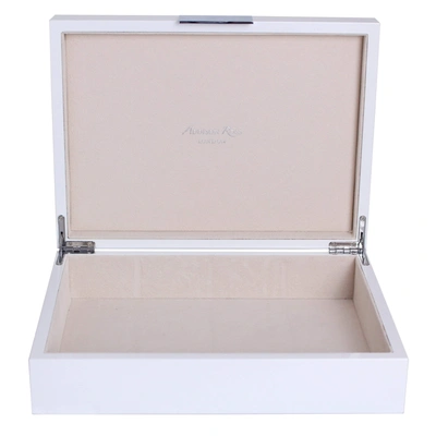 Addison Ross Ltd Large White Lacquer Box With Silver