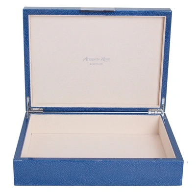 Addison Ross Ltd Large Blue Shagreen Lacquer Box With Silver