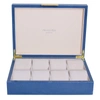 ADDISON ROSS LTD LARGE BLUE SHAGREEN WATCH BOX WITH GOLD