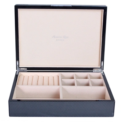 Addison Ross Ltd Large Carbon Fibre Jewellery Box With Silver In Blue