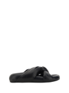 Marni Tie Leather Twist Slide Sandals In Black