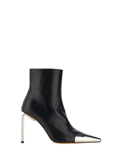 Off-white Leather Ankle Boots In Black