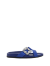 Manolo Blahnik Chilanghi Crystal Buckle Slide Sandals In Bblu