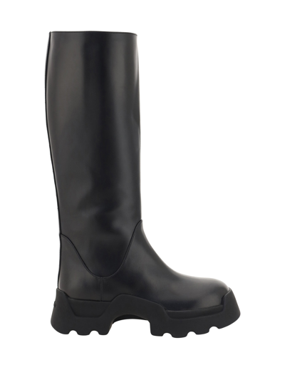 Proenza Schouler Stomp Leather Boots In Black