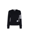 Thom Browne Classic Sweatshirt In Classic Loopback With Engineered 4 Bar In Navy