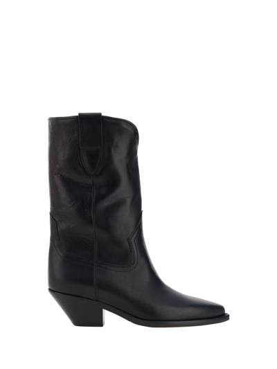 Isabel Marant Dahope Texan Ankle Boots In Black Leather