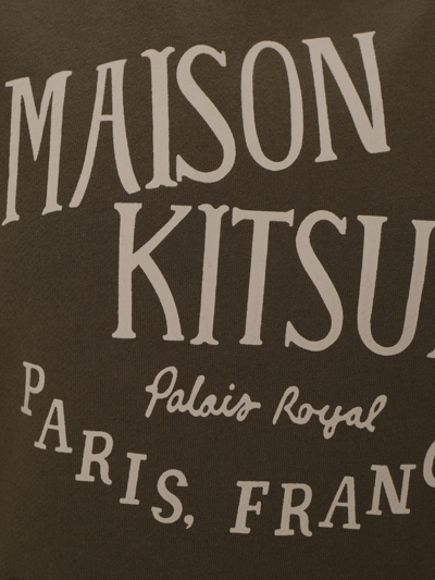 Maison Kitsuné Logo-print Cotton Hoodie In Khaki