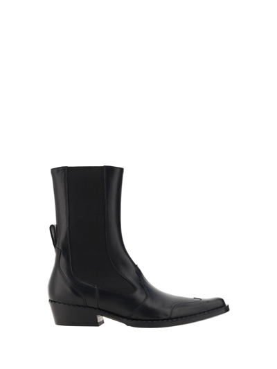 By Far Otis Leather Ankle Boots In Black