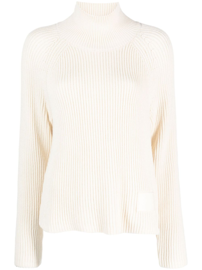 Ami Alexandre Mattiussi Cotton And Wool Blend Turtleneck Sweater In White