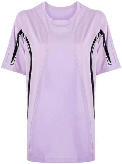 Adidas By Stella Mccartney Stripe-detailing Crew-neck T-shirt In Violet