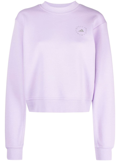 Adidas By Stella Mccartney Logo-print Organic Cotton Sweatshirt In Violet