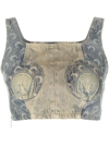 MARINE SERRE DENIM CROPPED BUSTIER