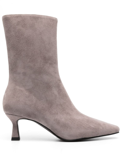 Coccinelle 57mm Zipped Suede Ankle Boots In Grey