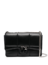 DSQUARED2 BLACK LOGO-PLAQUE QUILTED SHOULDER BAG