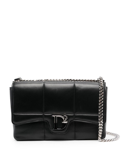 Dsquared2 Logo-plaque Quilted Shoulder Bag In Nero