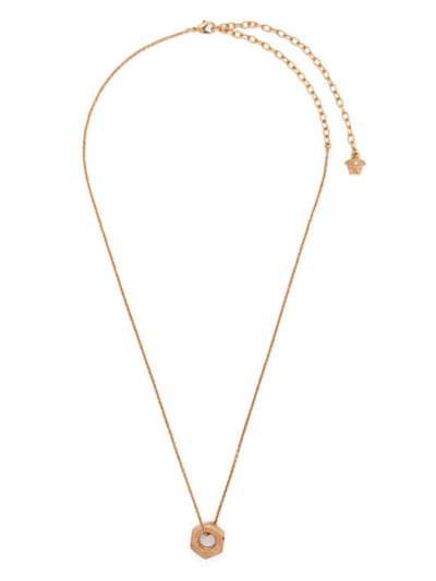 Versace Greca-engraved Pendant Necklace In Gold