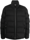 Stone Island Compass-patch Padded Down Jacket In Nero