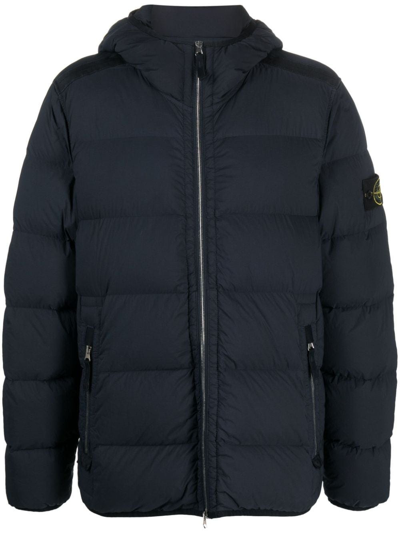 Stone Island Seamless Tunnel Down-tc Hooded Jacket In Blue