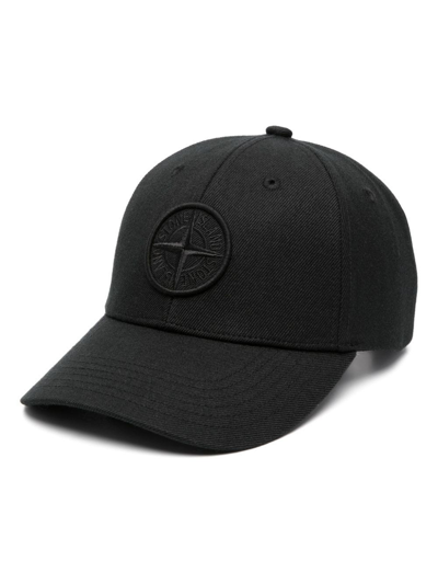 Stone Island Compass-motif Cotton Cap In Black