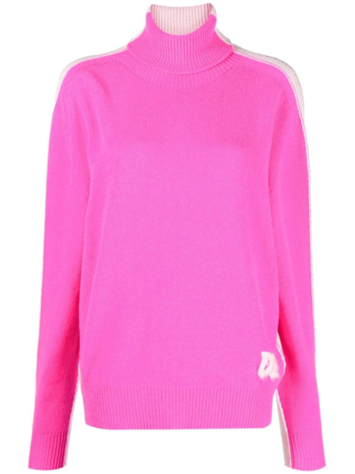 Dsquared2 Two-tone Wool-cashmere Roll-neck Jumper In Pink