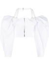 JACQUEMUS WHITE SHORT TOP LE HAUT TAFFETAS