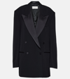 Dries Van Noten Double-breasted Satin-trimmed Wool-blend Blazer In Black
