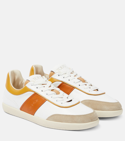 Tod's Tabs Suede-trimmed Leather Sneakers In Multicoloured