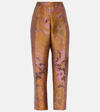 DRIES VAN NOTEN PRINTED METALLIC MID-RISE STRAIGHT PANTS