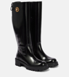 Versace Patent Leather Knee-high Boot In Black