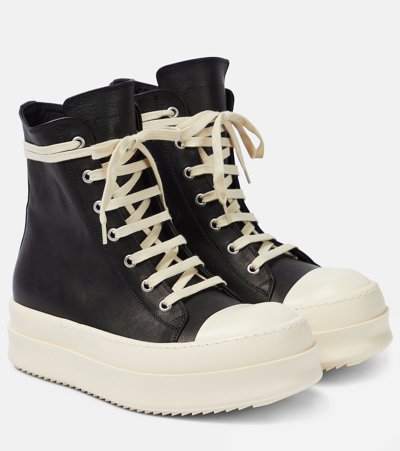 Rick Owens Bumper Leather High-top Sneakers In Black