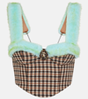 AREA EMBELLISHED FAUX-FUR TRIMMED BUSTIER