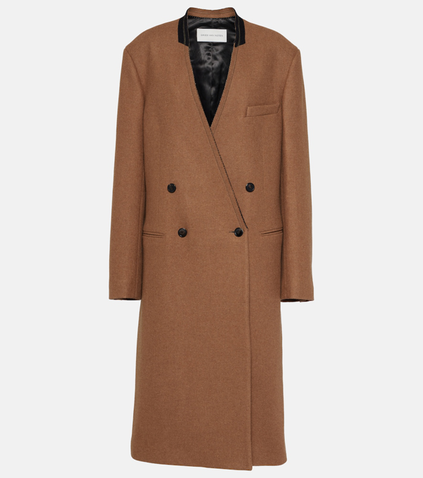 DRIES VAN NOTEN striped maxi wool coat - Neutrals
