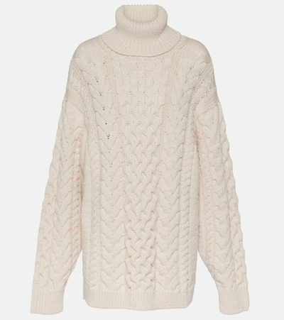 Marant Etoile Jade Cable-knit Turtleneck Sweater In White