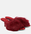 Burberry Minnie 65mm Heel Open-toe Shearling Sandals In Red