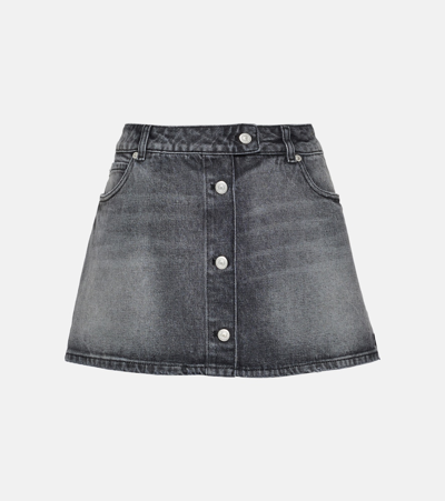 Courrèges Trucker Denim Miniskirt In Grey