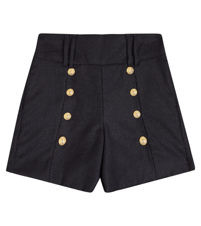 Balmain Kids' Embellished Wool Shorts In Blue