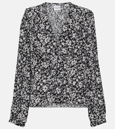 Marant Etoile Floral-print Silk Blouse In Black