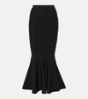 Balmain Ruffled-hem Midi Skirt In Black