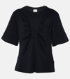 Isabel Marant Zeren Gathered Cotton T-shirt In Black