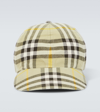 Burberry Check Pattern Baseball Cap In Beige