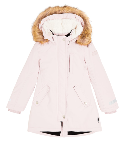 Molo Kids' Peace Faux Fur-trimmed Parka In Pink