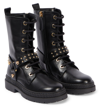 Versace Medusa Leather Lace-up Boots In Black