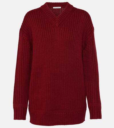 Emilia Wickstead Ribbed-knit Wool Sweater In Red