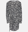 Isabel Marant Étoile Viscose Printed Dress Asymmetric Hem In Black