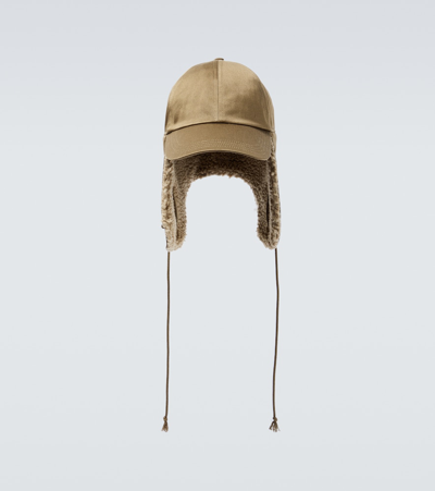 Burberry Faux-shearling Trimmed Cotton Hat In Brown