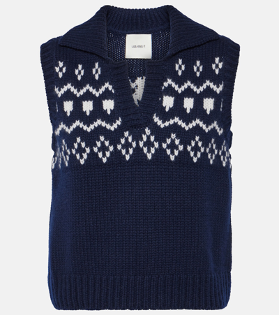 Lisa Yang Remington Fair Isle-jacquard Cashmere Sweater Vest In Navy Cream